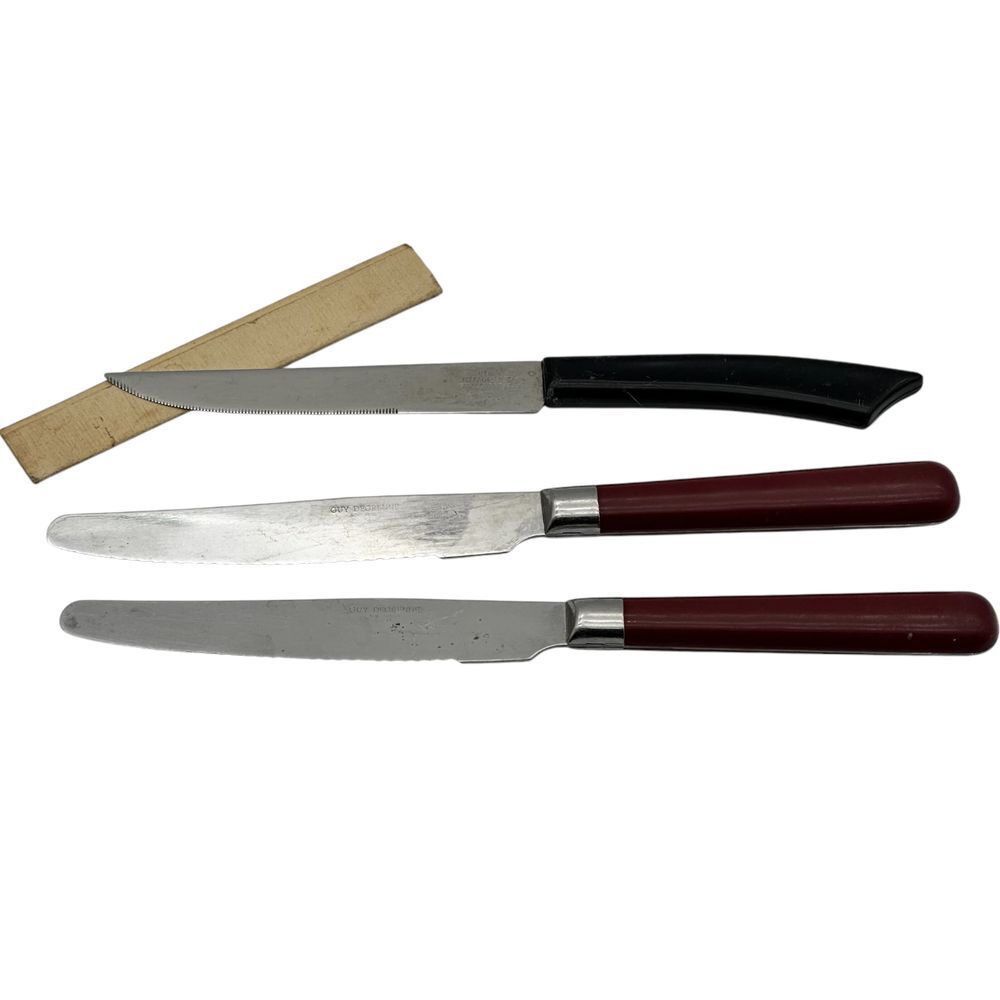 Vintage Guy Degrenne France & Utica Kutmaster Stainless Steel Knife Set 3pc